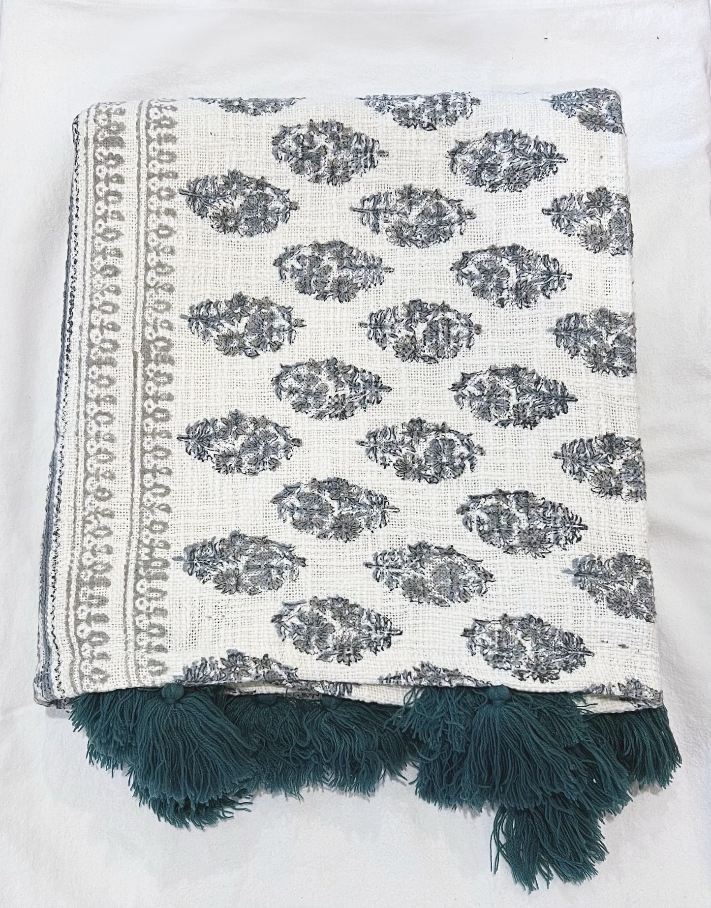 Grey Floral Handwoven Throw Blankets